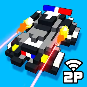 Hovercraft: Takedown [Mod Money] - Racing runner with weapons in the style of Minecraft