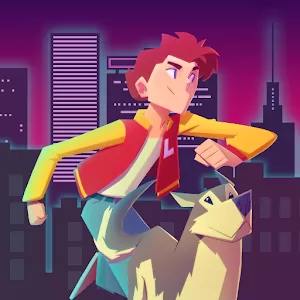 Top Run: Retro Pixel Adventure - Приключения Коли и его пса Шарика в неоновой городе