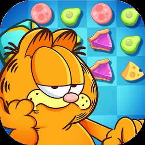 Garfield Food Truck [Mod Money] - Three in a row puzzle with the famous cat Garfield