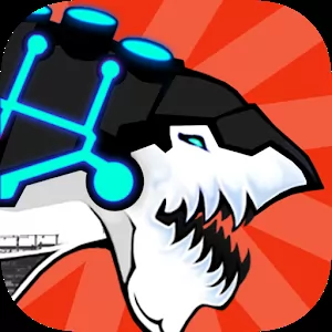 Robo Shark Rampage [Mod Money] - Two-dimensional scroll-shooter with a robot-shark
