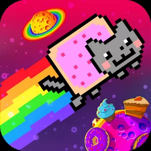 Nyan Cat: The Space Journey [Много денег] - Аркадный раннер с разделением по уровням с Нян кэтом в главной роли