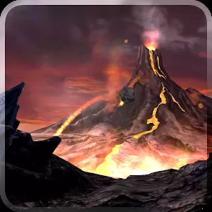 Volcano 3D Live Wallpaper - Живые обои с изображением извергающегося вуклака