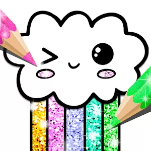 Kawaii Coloring Book Glitter [Adfree] - Adorable Glitter Coloring Game
