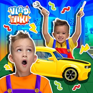Vlad and Niki Car Service [Adfree] - Work in a car service in a bright arcade for children